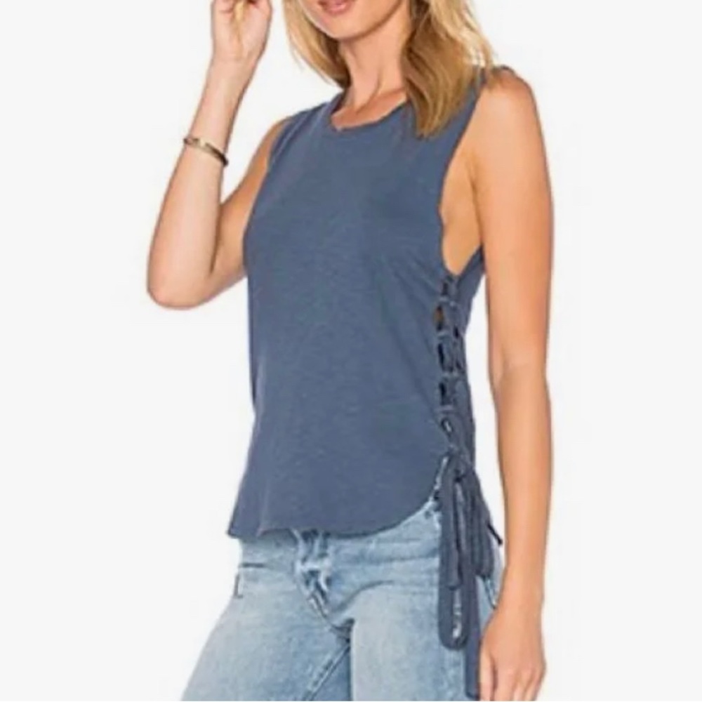 LNA navy side ties small shirt